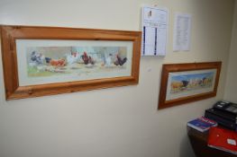 *Two Pine Framed Prints Depicting Rare Chicken Breeds and Rare Pig Breeds