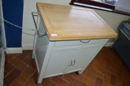 *Butcher Block Table on Wheels over Cupboard 70x50cm x 85cm high