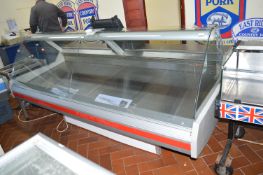 *Linde ABT0446A7 Refrigerated Serve Over Counter with Curved Glass Front 250x120cm x 120cm high