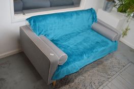 *Grey Upholstered Two Seat Sofa