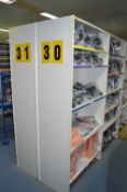 *Eighteen Bays of Cream Back-to-Back Boltless Metal Shelving each Bay 100x50cm x 215cm tall (