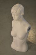 *Female White Plastic Mannequin Upper Torso and Head