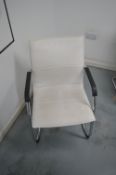 *Eight Cream Faux Leather Chairs on Chrome Frames