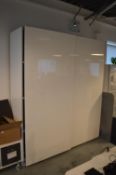 *High Gloss White Storage Cupboard with Sliding Doors 237cm tall