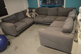 *Grey Upholstered U-Shaped Settee