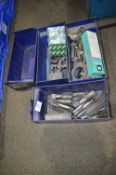*Blue Storage Boxes and Contents of Taping Bits, Dies, Bolts, etc.