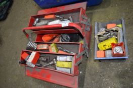 *Red Cantilever Toolbox, and Assorted Drill Bits/Cutters etc.
