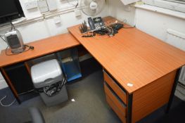 *Office Desk with Righthand Drawer Pedestal, plus Standalone Unit with Sliding Doors