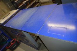 *Serving Counter with Blue Enamelled Metal Top, and Hatch 292x92cm x 95cm tall