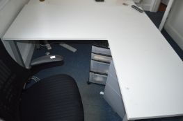 *White Topped Desk 160x80cm plus Extension 80x60cm