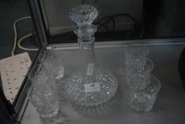 Cut Glass Lead Crystal Decanter and Six Tumblers