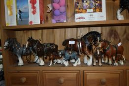 Eight Shire Horse Figures