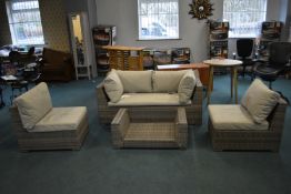 *Faux Rattan 3pc Conservatory Suite with Coffee Ta