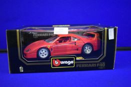 Burago Ferrari F40 1987 Diecast Model Car