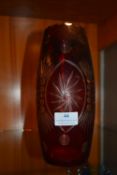 Etched Cranberry Glass Vase
