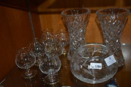 Cut Glass Lead Crystal Vases, Bowl, etc.
