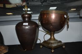 Large Copper Urn plus Table Lamp Base