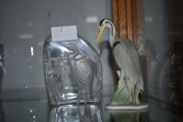 Porcelain and Glass Heron Ornaments