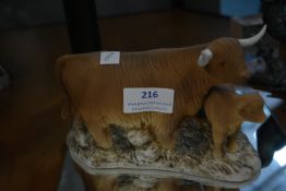 Highbank Porcelain Highland Cow & Calf Figure