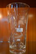 Large Etched Glass Vase