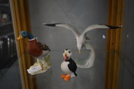 Goebel Seagull and Mallard Figures, plus a Puffin