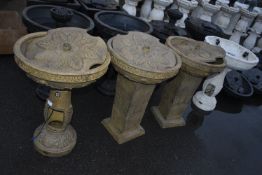 *Four Assorted Garden Fountains (incomplete, salva
