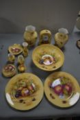 Aynsley Orchard Gold Fruit Bowls, Plates, Vases, e