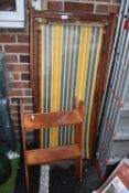 Two Vintage Deck Chairs and Folding Wooden Steps