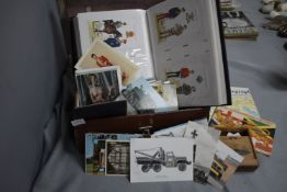 Small Vintage Case Containing Postcards, etc.
