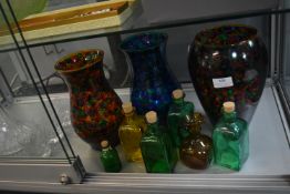 Coloured Glass Vases and Bottles