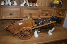 Large Pottery Shire Horse and Cart