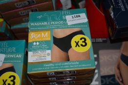 *2x Washable Period Underwear 3pk Size: M
