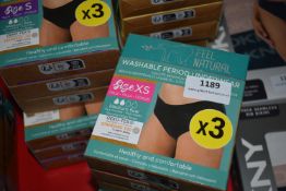 *2x Washable Period Underwear 3pk Size: XS