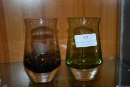 Two Small Coloured Glass Vases