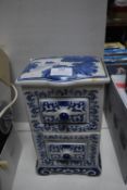 Blue & White Chinese Pottery Spice Drawers