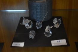 Five Small Glass Animals Including Swarovski
