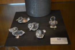 Five Small Glass Birds Including Swarovski