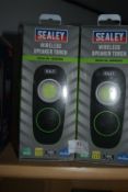 Two Sealey Wireless Speaker Torches