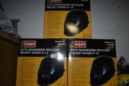Three Siegen Auto Darkening Welding Helms