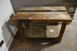 Wood Workbench with Record No.52 Vice
