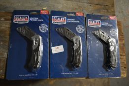 Three Sealey Locking Pocket Knives
