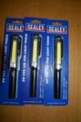 Three Sealey Cob LED Pen Lights