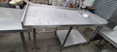 Stainless Steel Preparation Unit with Sink and Undershelf 160x70cm