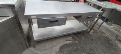 Stainless Steel Preparation Table with Undershelf and Two Drawers 80cm high 150x65cm