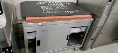 *Stainless Steel Preparation Table with Chopping Board and Sign