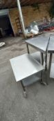Mobile Stainless Steel Table with Two Shelves 90cm high 70x100cm