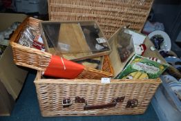 Large Wicker Picnic Basket Including Cheeseboards,