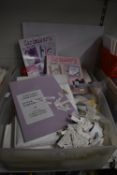 Box of Card Making Papers, Embellishments, and Envelopes