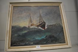 Oil on Board Trawler Study by T.E. Grimshaw