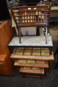 1970's Nest of Tiled Topped Tables, plus Footstool
